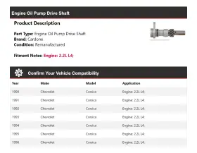 647ej19 A1 Cardone For 1990-1996 Chevrolet Corsica 2.2l L4 Engine Oil Pump Drive Shaft 1991 #2