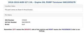 06k109507r Audi 2016-2024 Q7 2.0l - Engine Oil Pump Tensioner #3