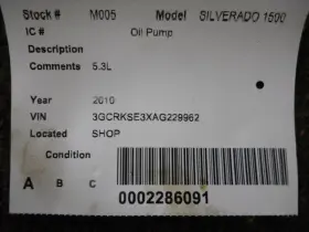 312.gm8m10 Chevrolet Truck Silvrdo15 2010 Oil Pump 230846-1