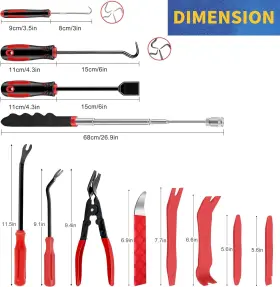 18red Dwh 18 Pcs Precision Pick And Hooks Set Auto Body Tool Kit With Scraper Red #2