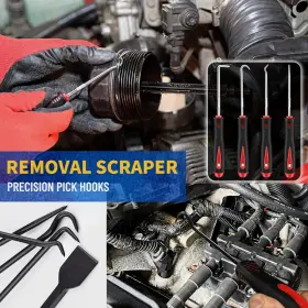 18red Dwh 18 Pcs Precision Pick And Hooks Set Auto Body Tool Kit With Scraper Red #3