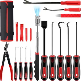18red Dwh 18 Pcs Precision Pick And Hooks Set Auto Body Tool Kit With Scraper Red