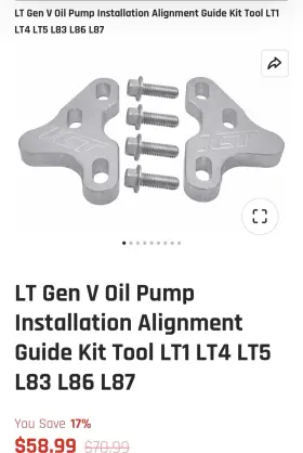 551904-tl01 Ict Billet Lt Gen V Oil Pump Installation Alignment Guide Kit Tool Lt1 Lt4 Lt5 L83 L86 L87
