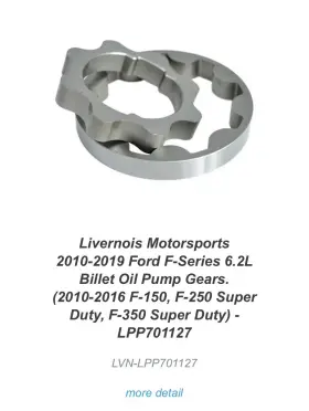 Lpp701127 Livernois Motorsports For Ford F-150 10-14 Powerstorm Billet Oil Pump Gears