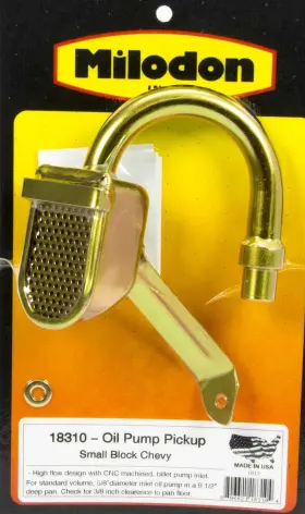 18310 Milodon Gold Zinc Plated Deep Sump Oil Pan Pickup For Small Block