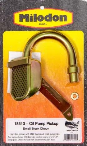 18313 Milodon Gold Zinc Plated Low Profile Oil Pan Pickup For Small Block