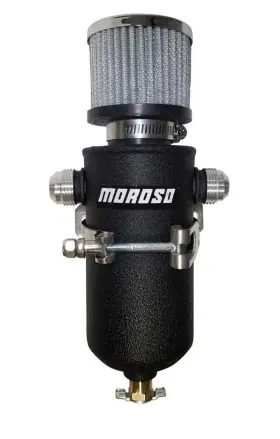85752 Moroso Performance Products For 10an Male Fittings Catch Can Breather Tank - Black Powder Coat