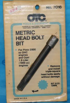 2000c Otc 7016 Vintage Nos Tripple Square Metric Head Bolt Bit Pinto Opel 1900cc