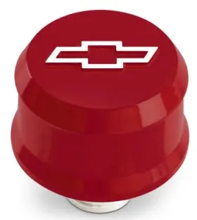 141-863 Proform Slant-edge Aluminum Chevy Bowtie Push-in Air Breather Cap Red