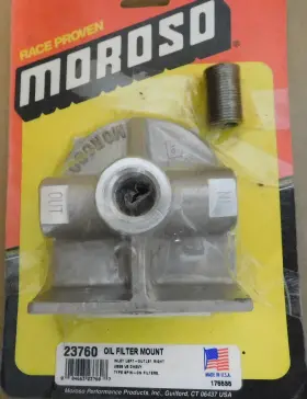 23760 Trans-dapt Moroso Remote Oil Filter Mount 1/2 Inch Npt In/out 13/16 -16 Thread Aluminum