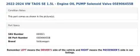 05e906455b Volkswagen 2022-2024 Vw Taos Se 1.5l - Engine Oil Pump Solenoid Valve #3