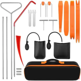 Cs-1014 Xsbaihuo 25pc Car Tool Kit - Stainless Steel Tools With 68 Inch Hook And Air Pump Portable