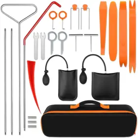 Ct-325-1 Xsbaihuo 25pc Car Tool Kit - Stainless Steel Tools With 68 Inch Hook And Air Pump Portable