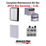 2012 Kia Sorento 2.4L Complete Air, Oil & Cabin Filter Kit (5W-20). Fixed Price $85.95.