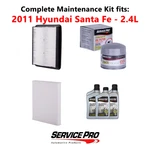 2011 Hyundai Santa Fe 2.4L Complete Air, Oil & Cabin Filter Kit (5W-20). Fixed Price $88.95.