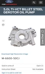 Ford Performance Billet Steel Gerotor Oil Pump Gears. Fixed Price $650.00.
