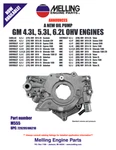 Melling M555 New Oil Pump With Solenoid For 2014 - 2020 Chevy 4.3 5.3 6.2 Engine. Fixed Price $266.89.