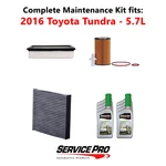 2016 Toyota Tundra 5.7L Complete Air, Oil & Cabin Filter Kit (0W-20). Fixed Price $126.95.