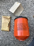 Fram Filcron Oil Filter Canister Assem F4-188P New Old Stock Mounting Clamps. Fixed Price $195.00.